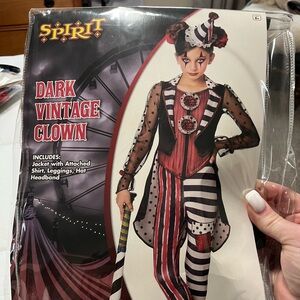 Spirit Dark Vintage Clown Kids Costume - Red, Black, White